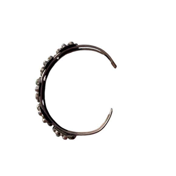 Vintage Native American Flower Cuff Bracelet of .925 and Genuine Turquoise - Picture 12 of 16